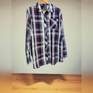 Zoo York 2XL Men's Plaid Shirt - Black, Purple, and White